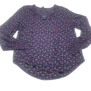 • NWT Lucky Brand Floral Boho Blouse Blue N43